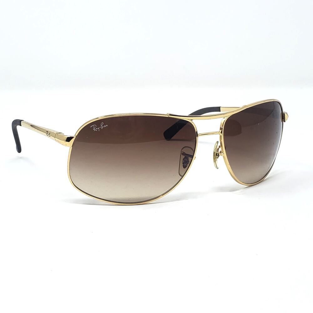 Ray-Ban Aviator Gradient Gold Sunglasses 64 mm / 15 mm Brown RB3387 with Case